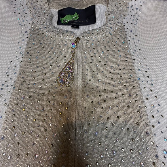 Liorah Exclusive Women's Cream Rhinestone Blazer Skirt Set Size 10 Church Wear - Picture 5 of 16